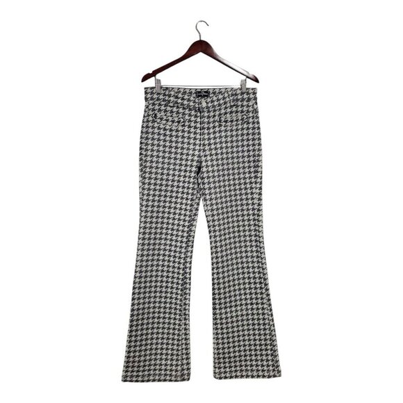 7 for All Mankind Women's Black Gray Houndstooth Flared Pants Y2K Size 32 - Picture 1 of 15